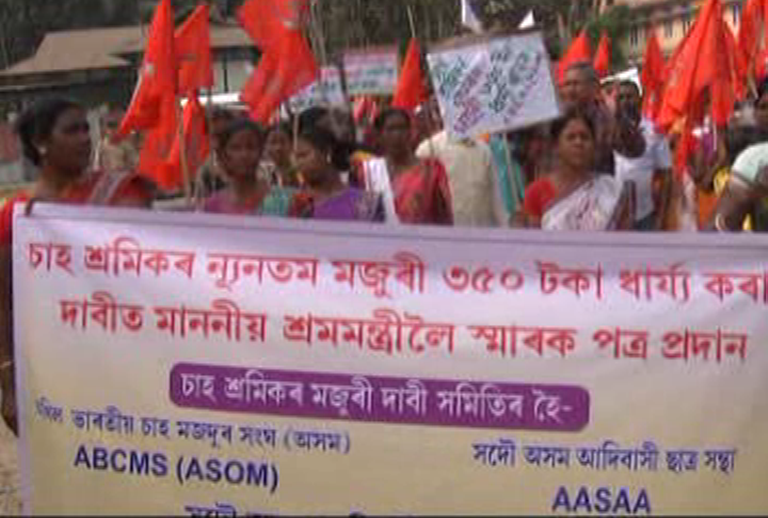 Tea garden workers' protest rally in Kokrajhar.