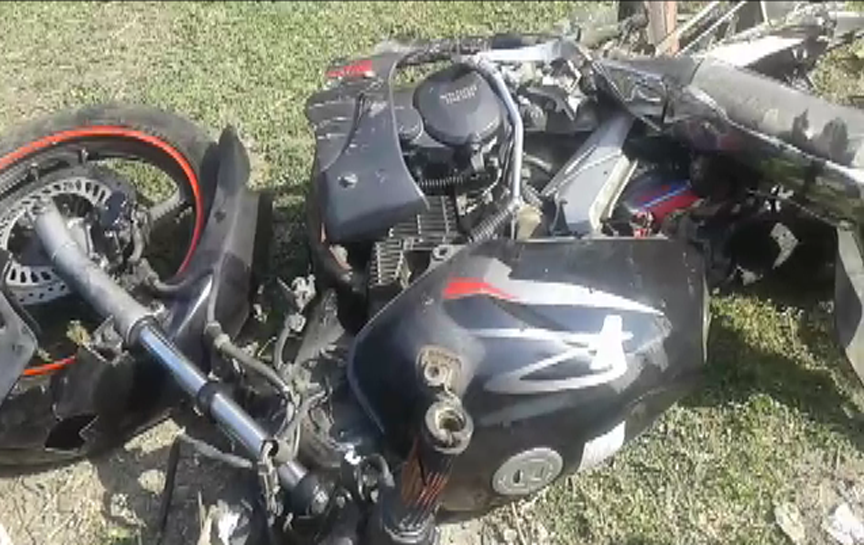 The bike which met with an accident near Besimari in Darrang district.